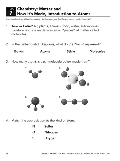 Physical Science homeschool curriculum workbook Level A sample page 1