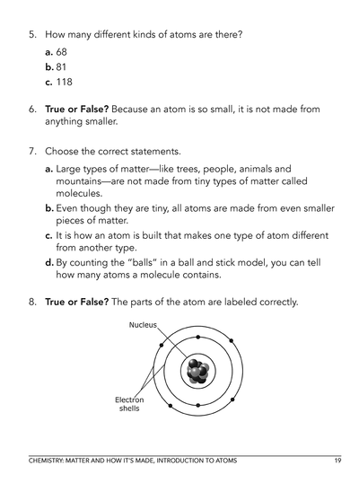 Physical Science homeschool curriculum workbook Level A sample page 2