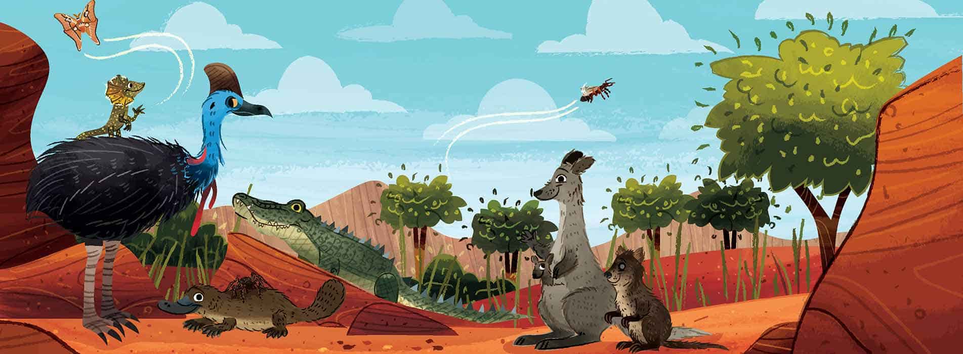Science Shepherd Little Learners children's board book cover of animals in the Australia outback