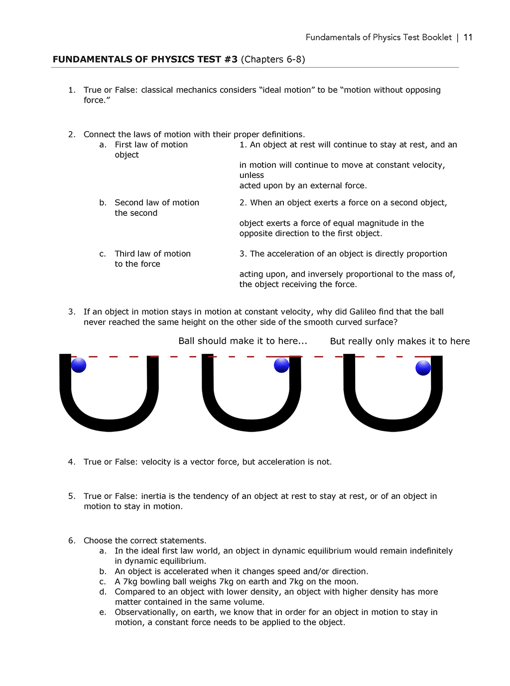 Science Shepherd Fundamentals of Physics for homeschoolers Test Booklet sample page 1