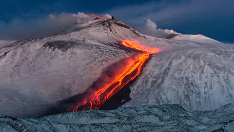 Homeschool earth science curriculum banner of volcano eruption