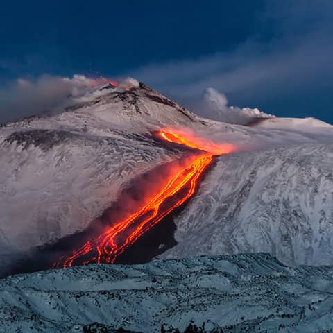 Homeschool earth science curriculum banner of volcano eruption