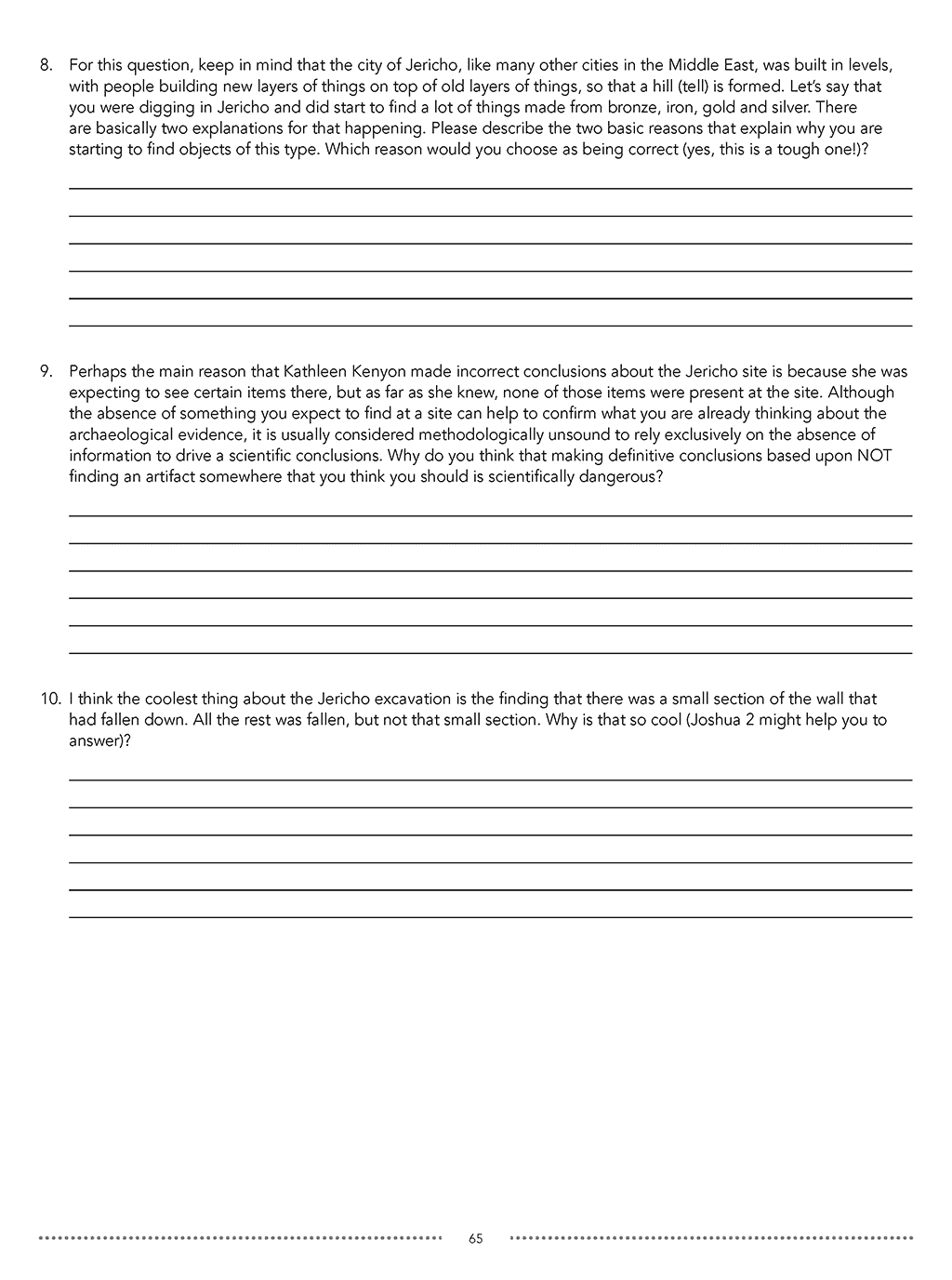 Unearthing the Bible online homeschool science sample workbook page 3