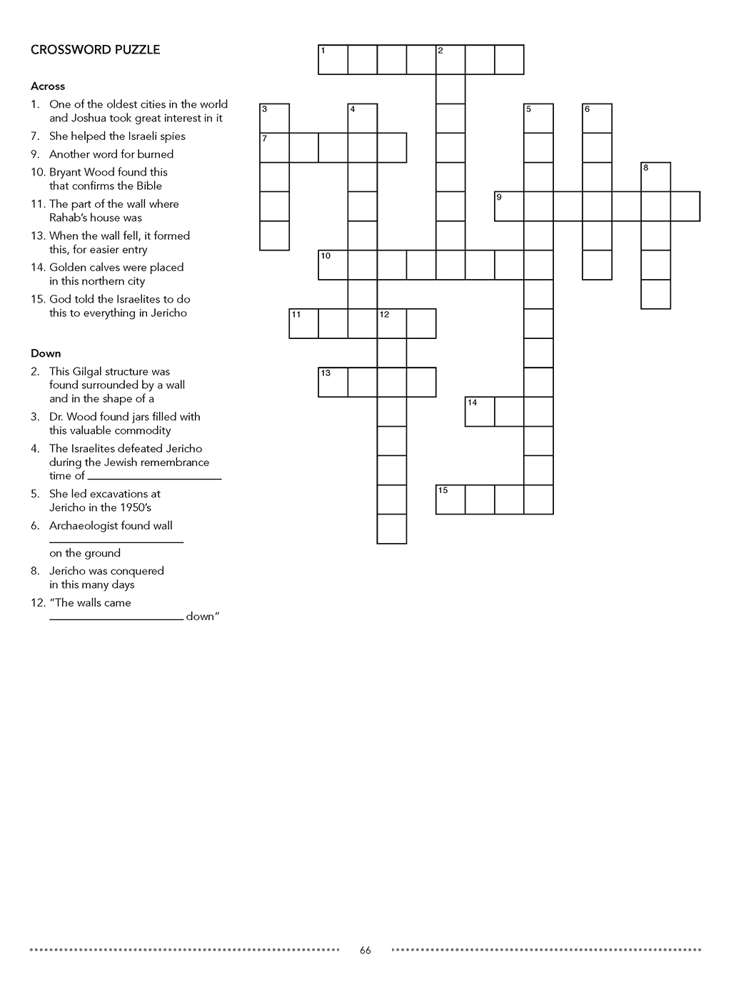 Unearthing the Bible online homeschool science sample workbook page 4 crossword puzzle