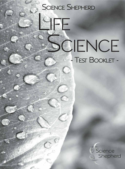 Science Shepherd 6th grade homeschool science curriculum Test Booklet cover of a leaf in grayscale