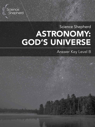 Christian astronomy curriculum Answer Key Level B cover of the night sky in grayscale