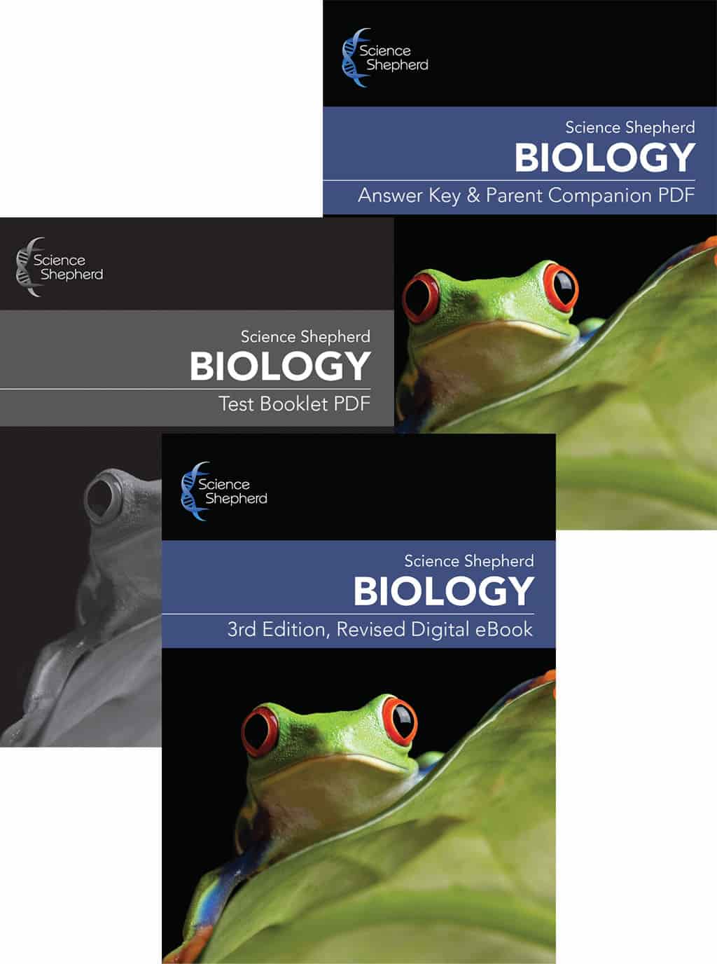 Christian homeschool Biology curriculum digital 3-Book Set with textbook, test booklet, parent book