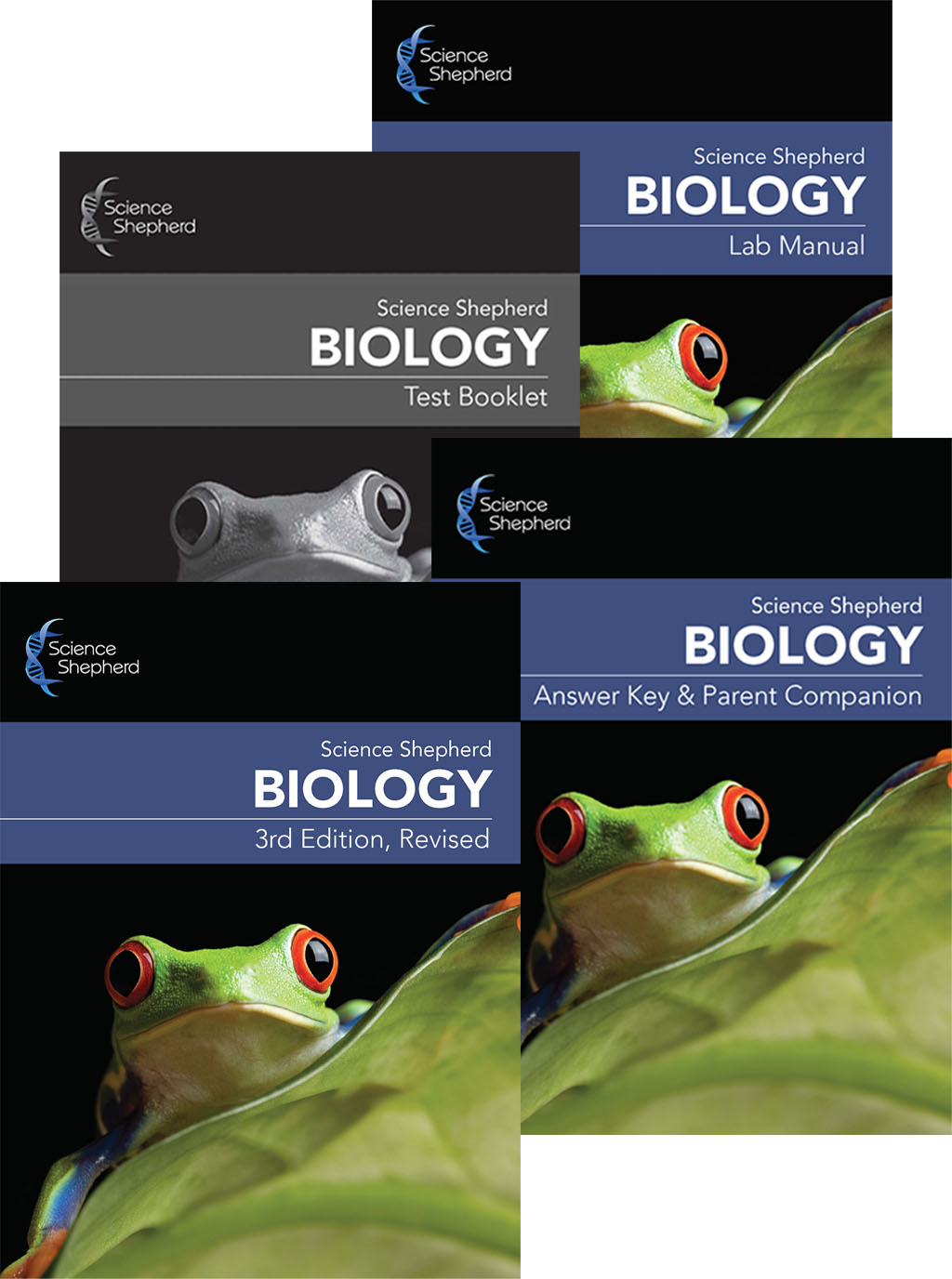 Christian homeschool Biology curriculum set with textbook, test booklet, parent book, lab manual