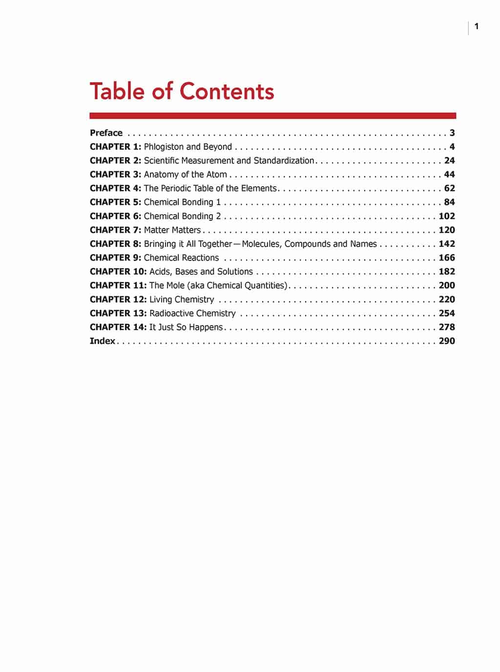 Fundamentals of Chemistry homeschool curriculum textbook table of contents