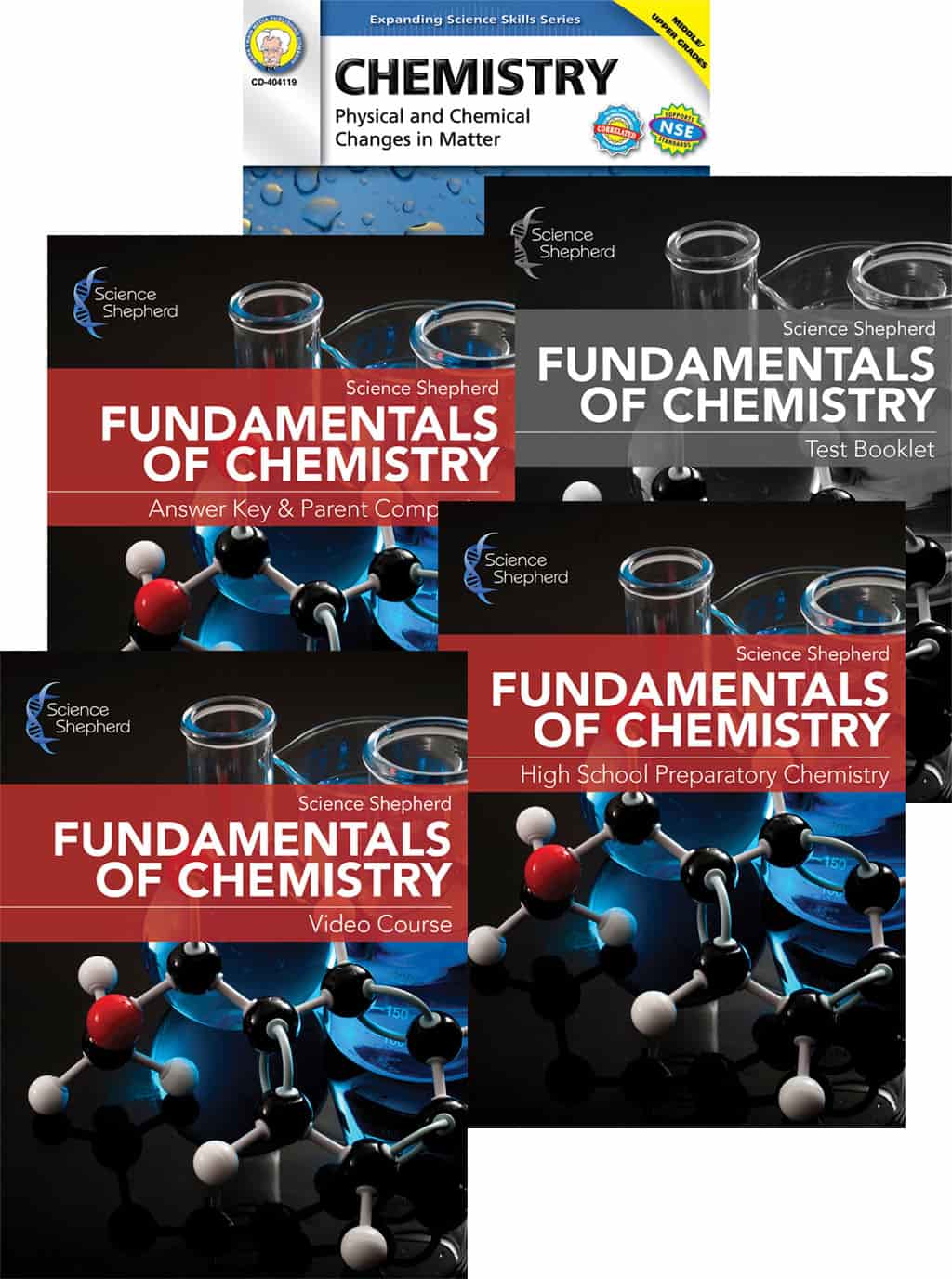 Fundamentals of Chemistry homeschool curriculum 3-book set with video course and lab manual