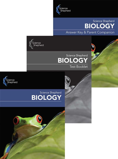 Science Shepherd Homeschool Biology Curriculum 3-Book Set with textbook, test booklet and answer key