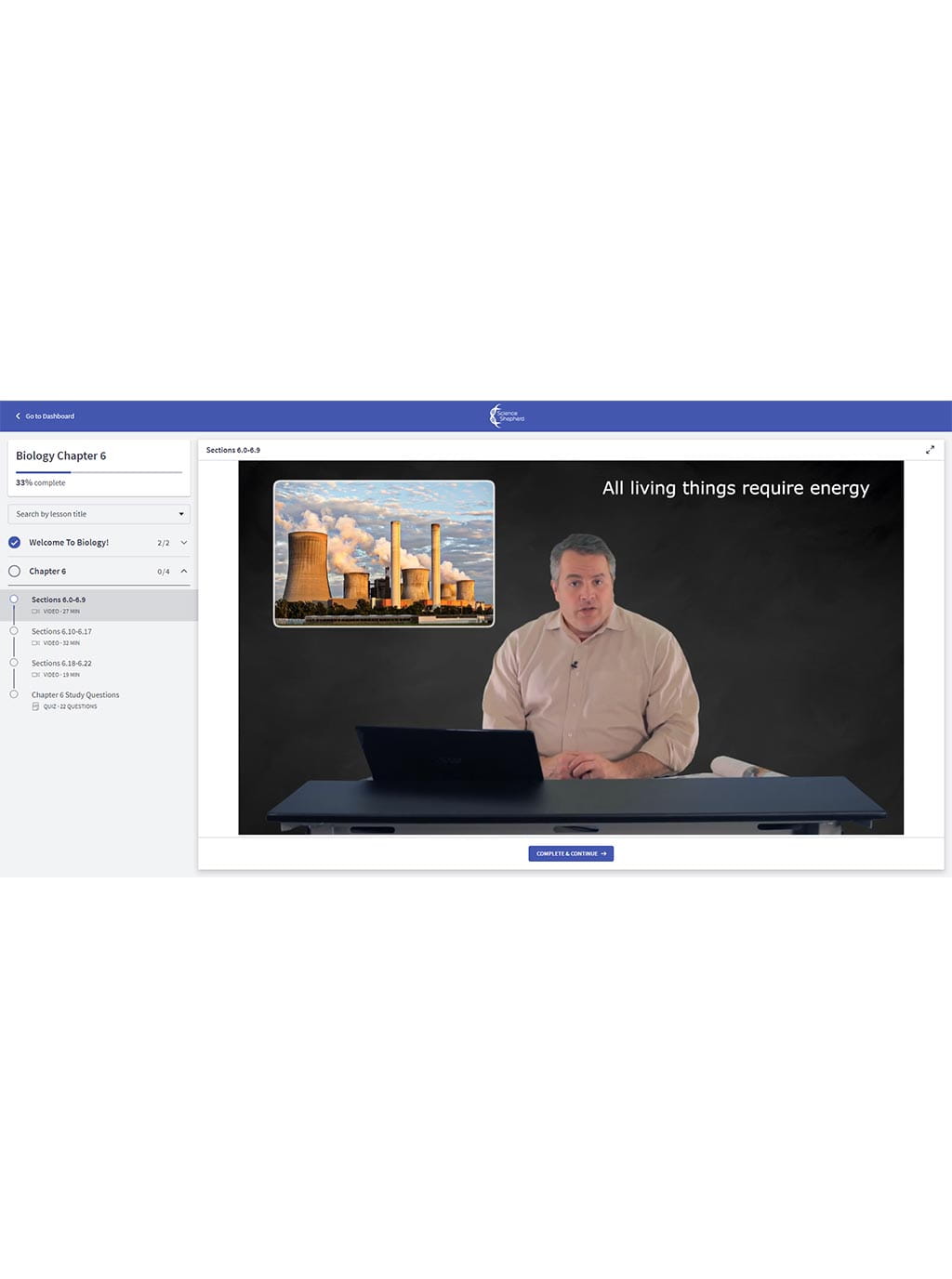 Science Shepherd Homeschool Biology Online Video Course chapter-by-chapter portal screenshot