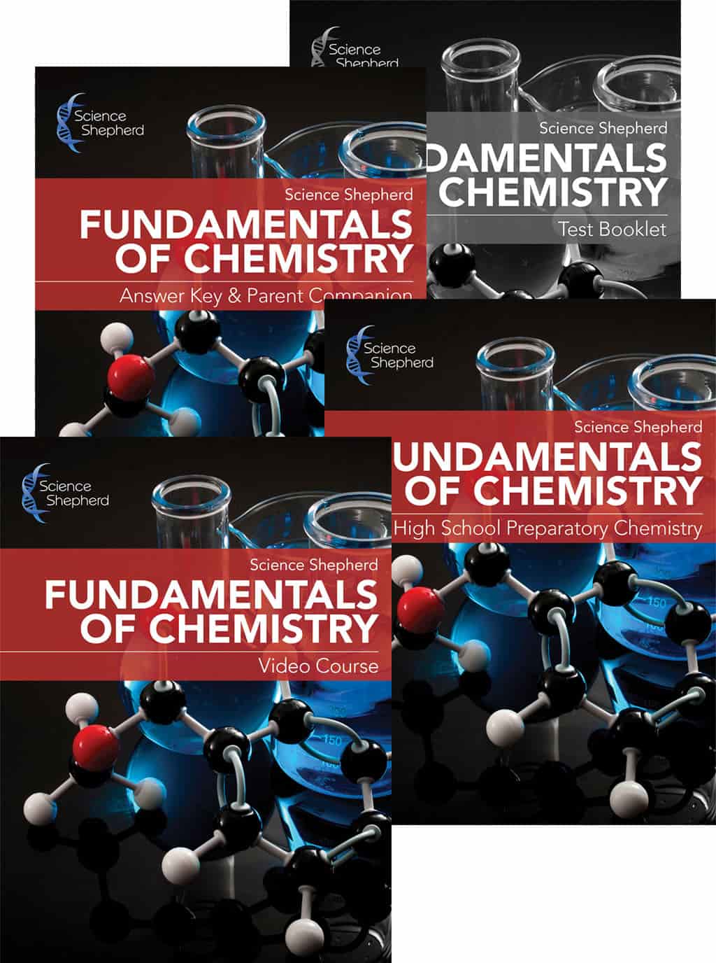 Fundamentals of Chemistry homeschool videos with 3-book set cover
