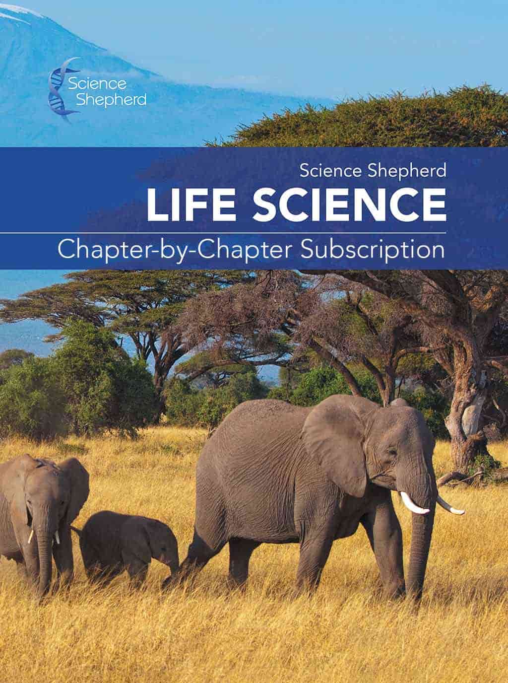 Life Science homeschool video curriculum chapter-by-chapter subscription cover of elephants