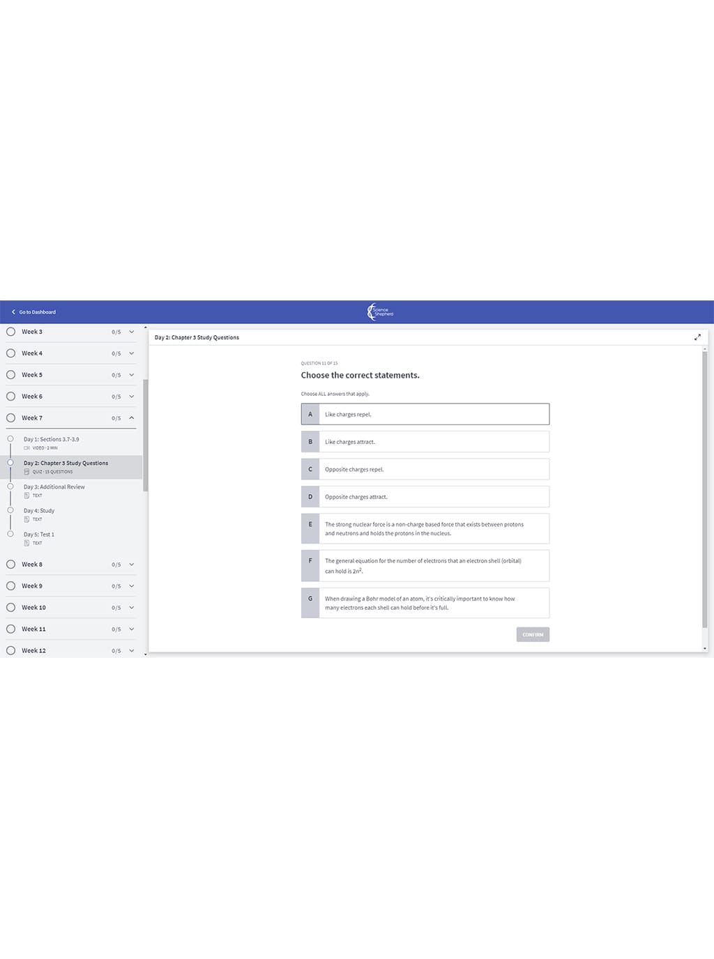 Middle school chemistry homeschool videos single chapter subscription student portal quizzes
