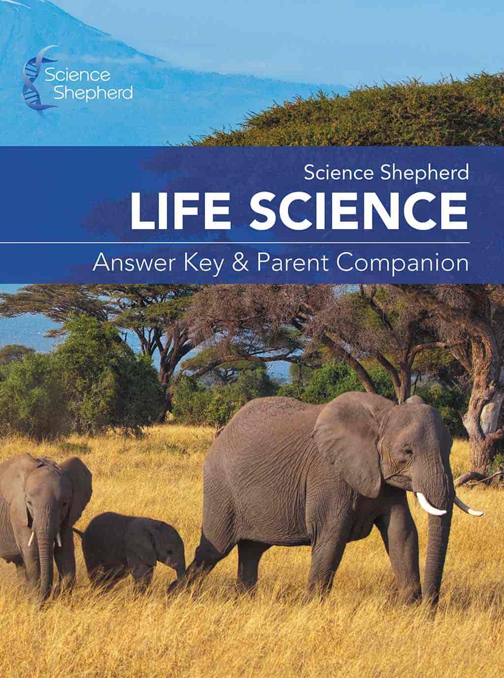 Science Shepherd middle school homeschool science Answer Key and Parent Companion cover of elephants
