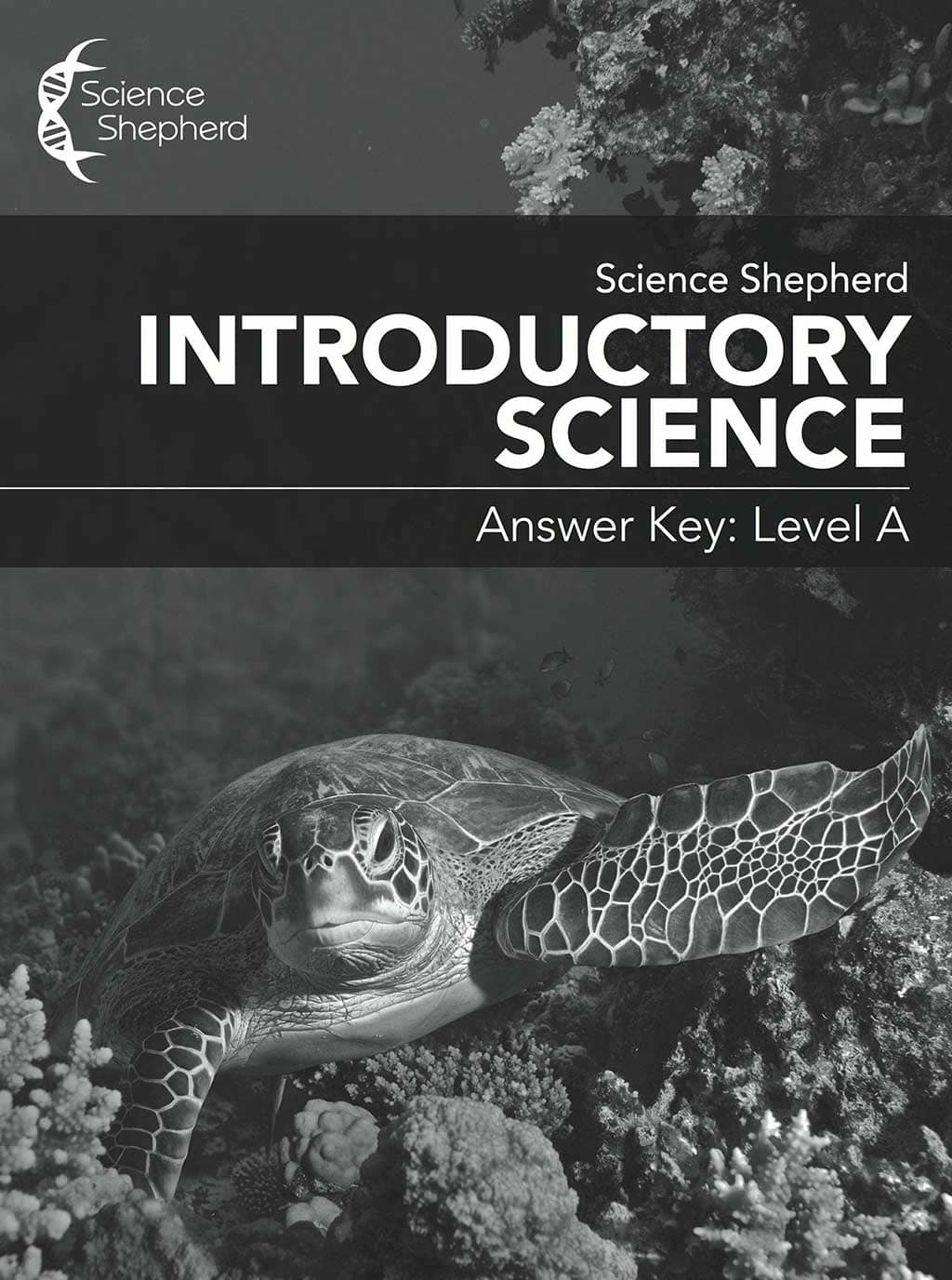 Christian science curriculum Answer Key Level A cover of a turtle in grayscale