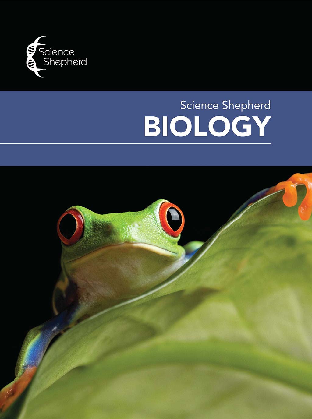 Science Shepherd Biology homeschool high school science Textbook cover of a frog on a green leaf