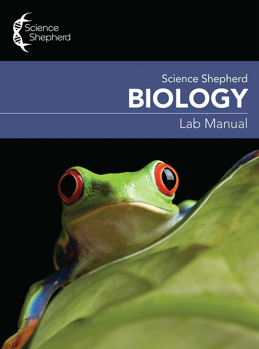Science Shepherd Biology homeschool science labs manual cover with frog on a green leaf