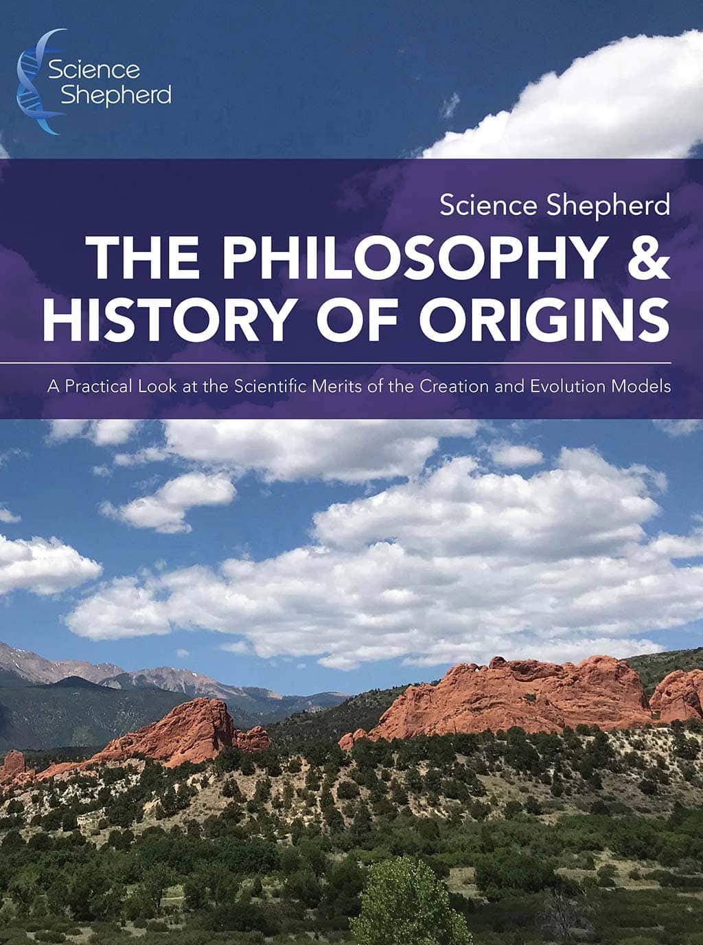 The Philosophy &amp; History of Origins creation science and evolution book cover of a rocky landscape