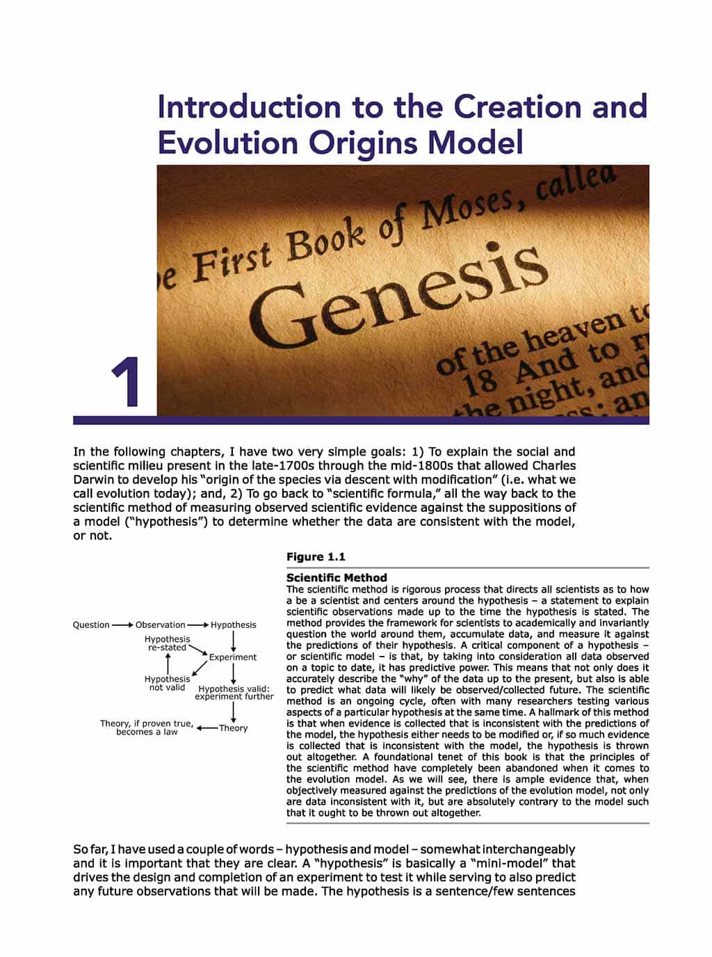 The Philosophy & History of Origins creation science and evolution book sample page 1