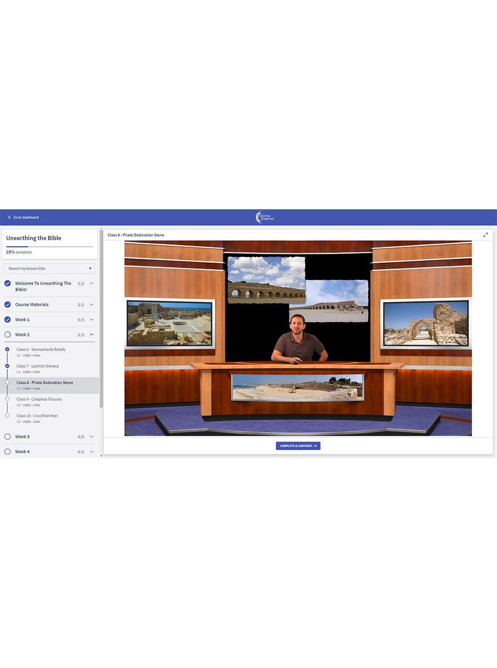 Unearthing the Bible online homeschool science student portal screenshot
